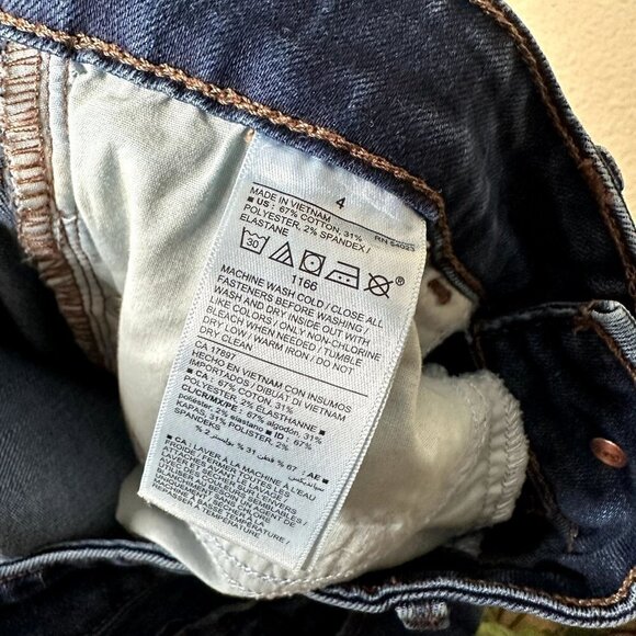 Old Navy Pop Icon Skinny Mid Rise SZ 4 Dark Wash Stretch Jeans Raw Hem - Picture 7 of 7